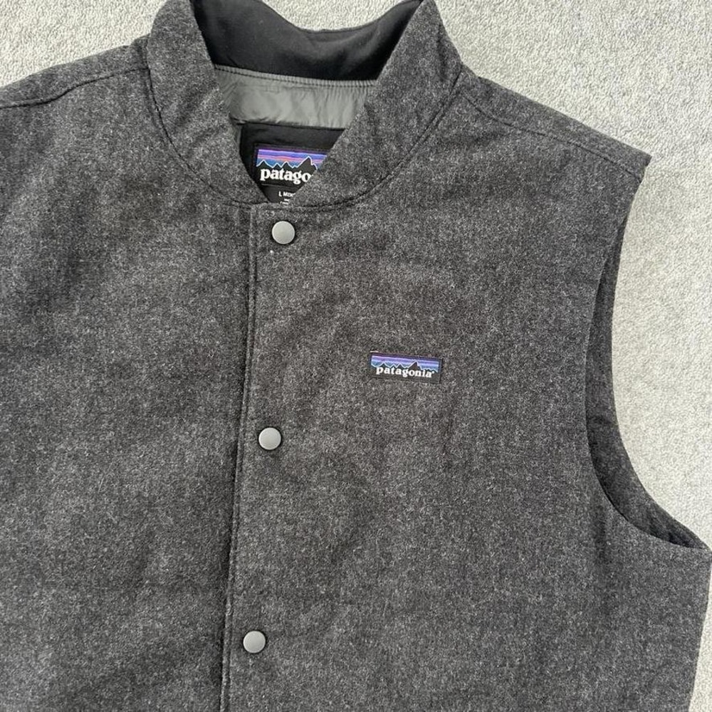 Patagonia Vest Mens Large Gray Wool Snap Front Lined Zip Pockets STY 27440 FA18 - Picture 6 of 9